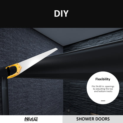 Niveal Vale 60 in. W x 72 in. H Sliding Semi-Frameless Shower Door with Clear Glass