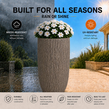 Solis 27 in. Outdoor Tall Magnesium Oxide Planter Wood