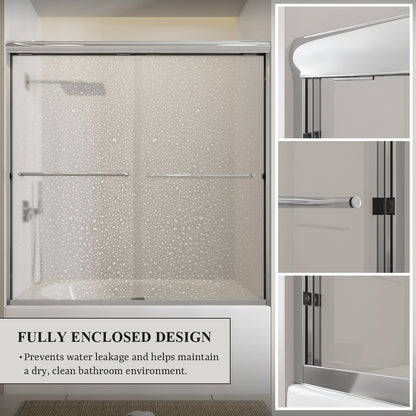 Nivorix Ridge 56 in. W x 60 in. H Sliding Semi-Frameless Tub Door with Clear Glass