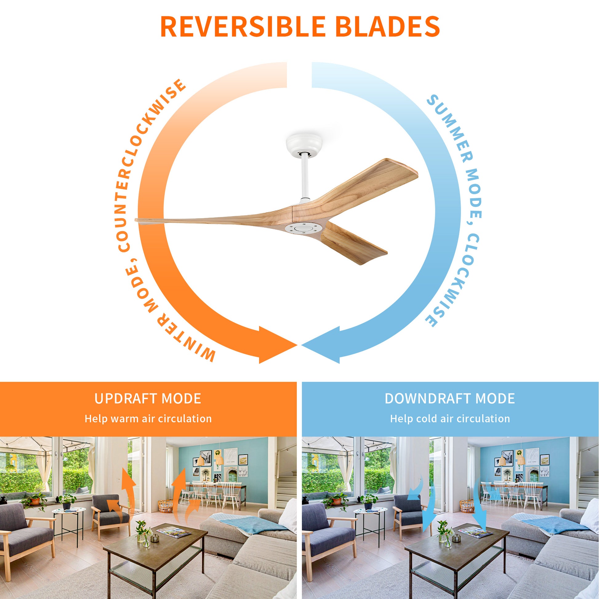 Taimei Orbis 52 in. Downrod Standard Ceiling Fan with Remote Included Reversible Solid Wood Blades 8_6251f809-ec15-4490-995f-0f671883923f