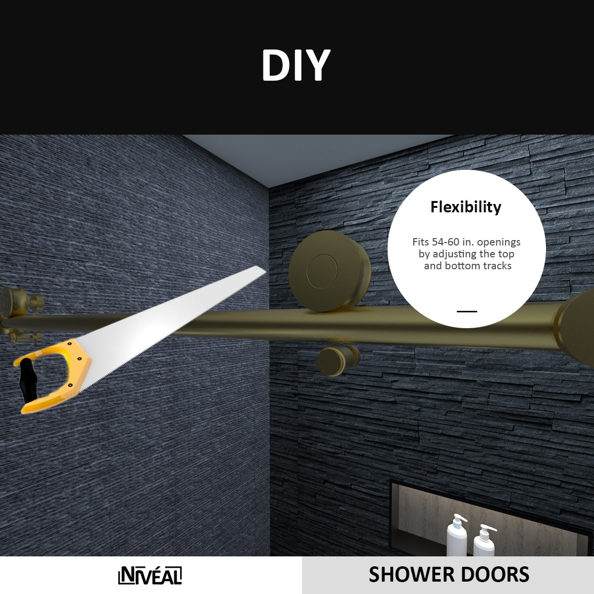 Niveal Ruhr 60 in. W x 76 in. H Sliding Semi-Frameless Shower Door with Clear Glass 8_634968d8-8f3f-4f38-8b20-ca99c76e7d81