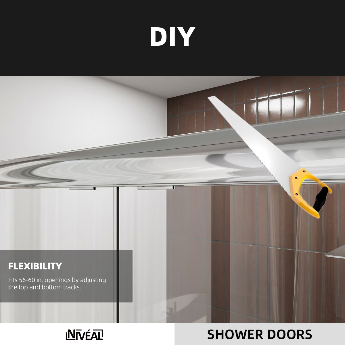 Niveal Victory 56 in. H x 60 in. W Sliding Semi-Frameless Tub Door with Clear Glass 8_646691bb-569c-46ee-a75f-dedbe36bfe35