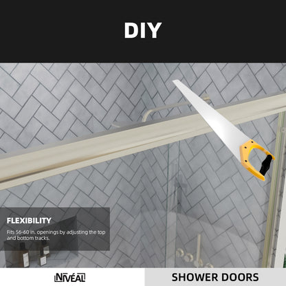 Niveal Bliss 60 in. W x 72 in. H Sliding Semi-Frameless Shower Door with Clear Glass