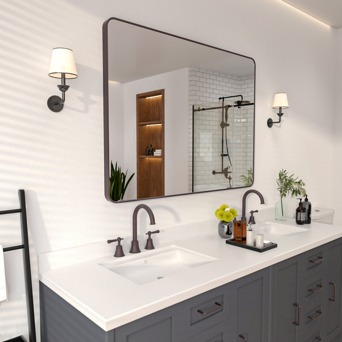 Niveal SM Series Rectangular Framed Wall Bathroom Vanity Mirror