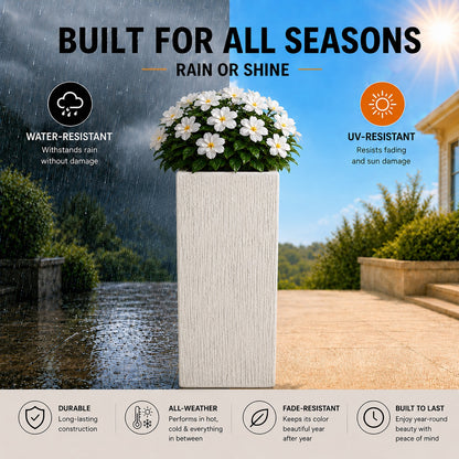Virella 8 in. Antique White Magnesium Oxide Floor Planter for Indoor Outdoor Use