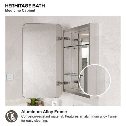 15 in. W. x 24 in. H Rectangular Framed Recessed/Surface Mount Medicine Cabinet with Mirror in Brushed Nickel