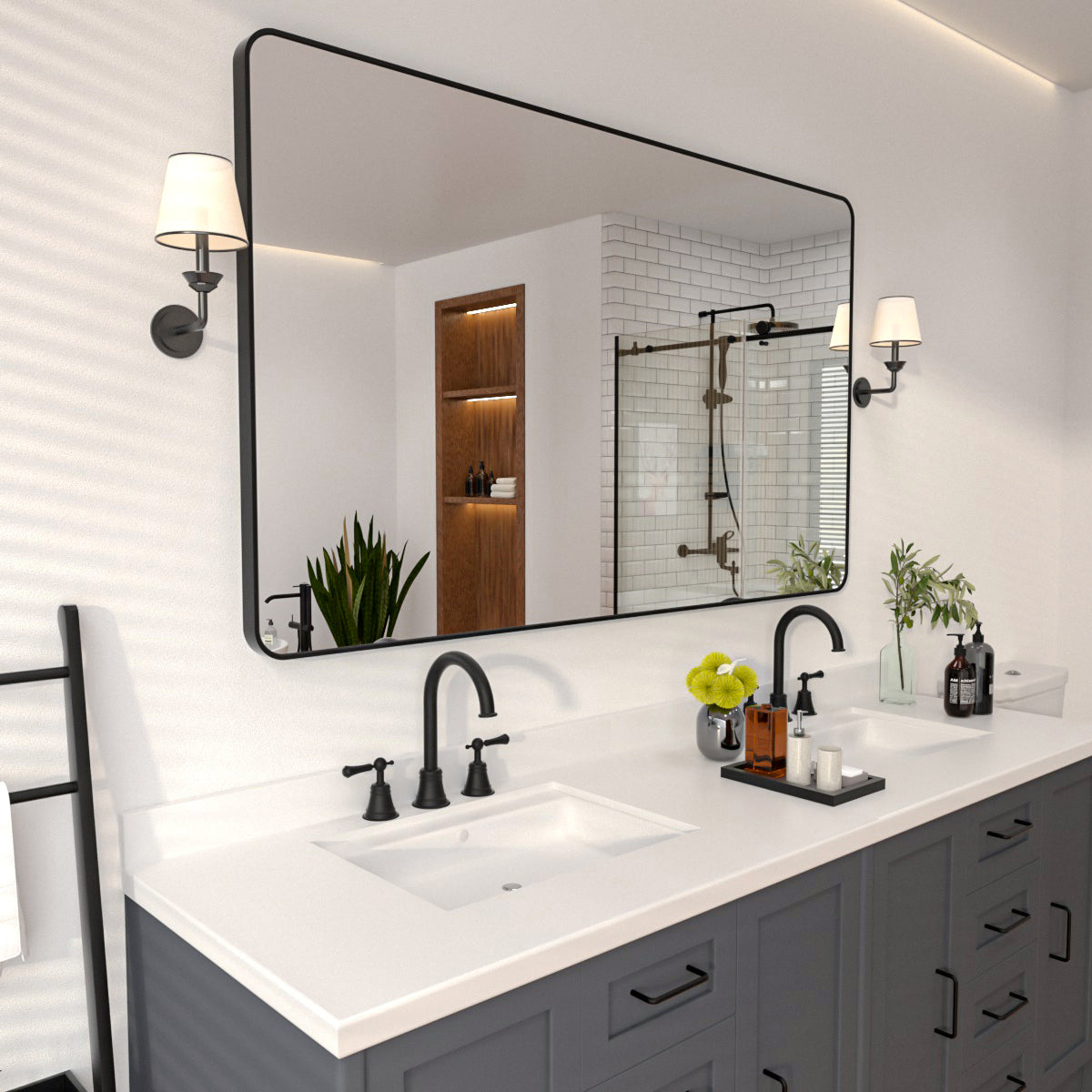 Niveal SM Series Rectangular Framed Wall Bathroom Vanity Mirror