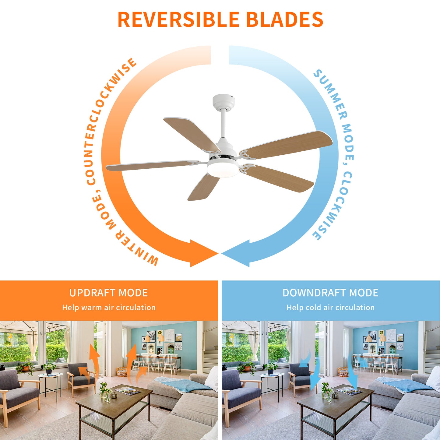 Taimei Cirrus 52 in. White Oak Downrod Standard Ceiling Fan with Integrated LED with Remote Included 5 Two-Tone Blades DC Motor 8_74bcaed6-6d9f-4342-a2ee-c3b5be1601b6