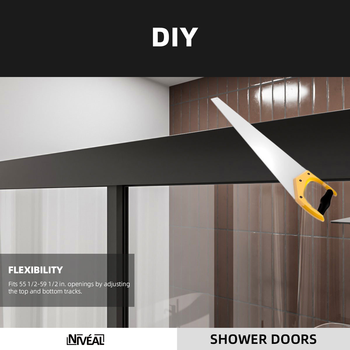 Niveal Luminous 59 in. W x 56 in. H Sliding Framed Tub Door with Clear Tempered Glass 8_77831454-d0ba-4447-97c8-7288763f391b
