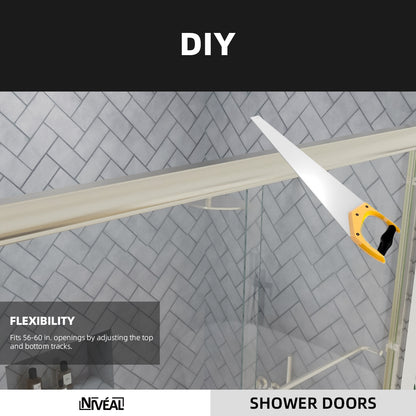 Niveal Bliss 60 in. W x 56 in. H Sliding Semi Frameless Tub Door with Clear Glass 8_7bafc90c-fdc3-4e83-9abb-fb4aac256d7c