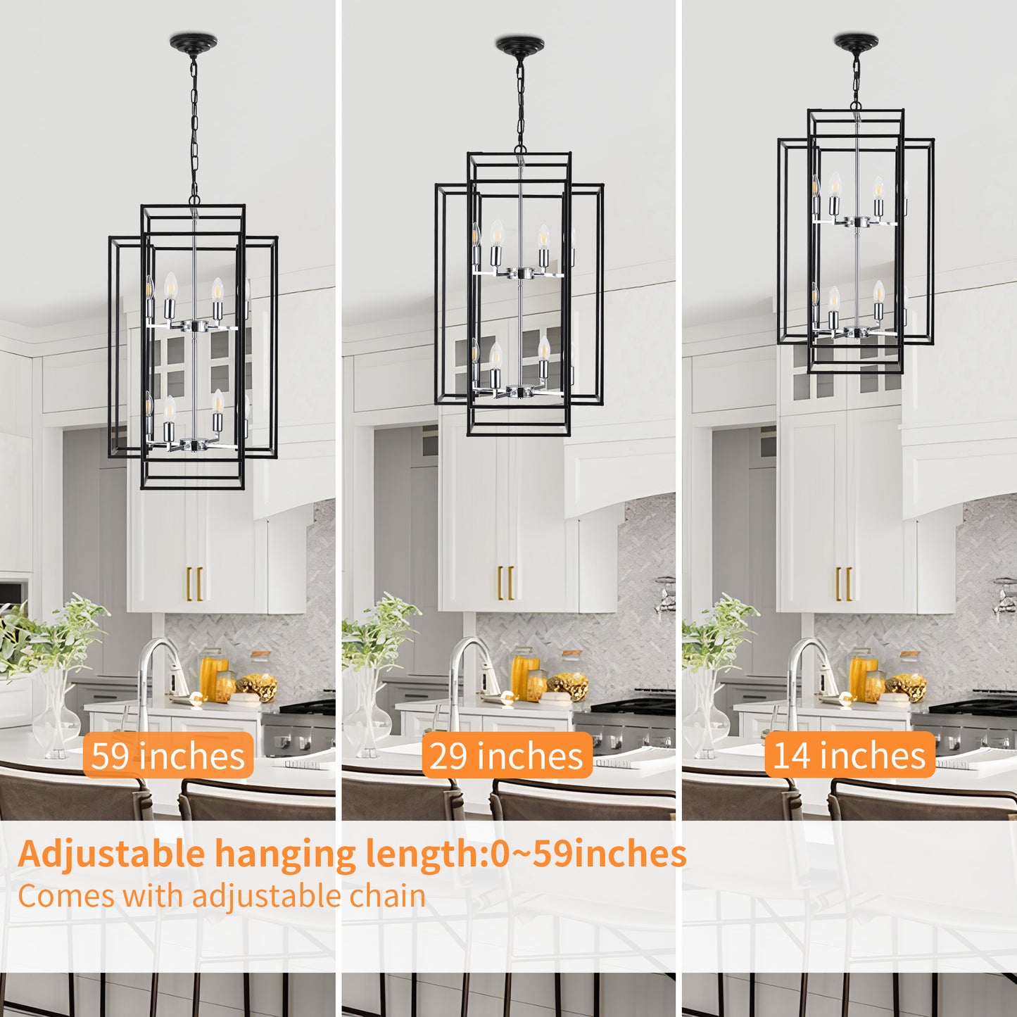 Taimei Astrale 18 in. Modern 8-Light Black Geometric Chandelier