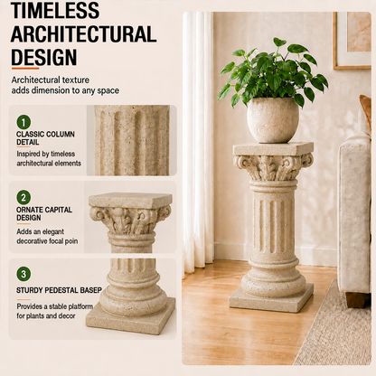 Fern 26.25 in. Tall Sand Magnesium Oxide Pedestal Plant Stand