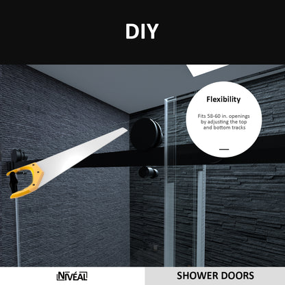 Niveal Essen 60 in. W x 60 in. H Sliding Semi-Frameless Tub Door in Matte Black Finish 8_848a19fb-6361-4422-a780-be719cea9a7c