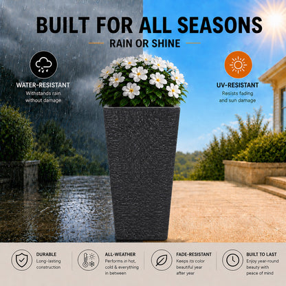 Herbora 15.5 in. Gray Magnesium Oxide Floor Planter for Indoor Outdoor Use