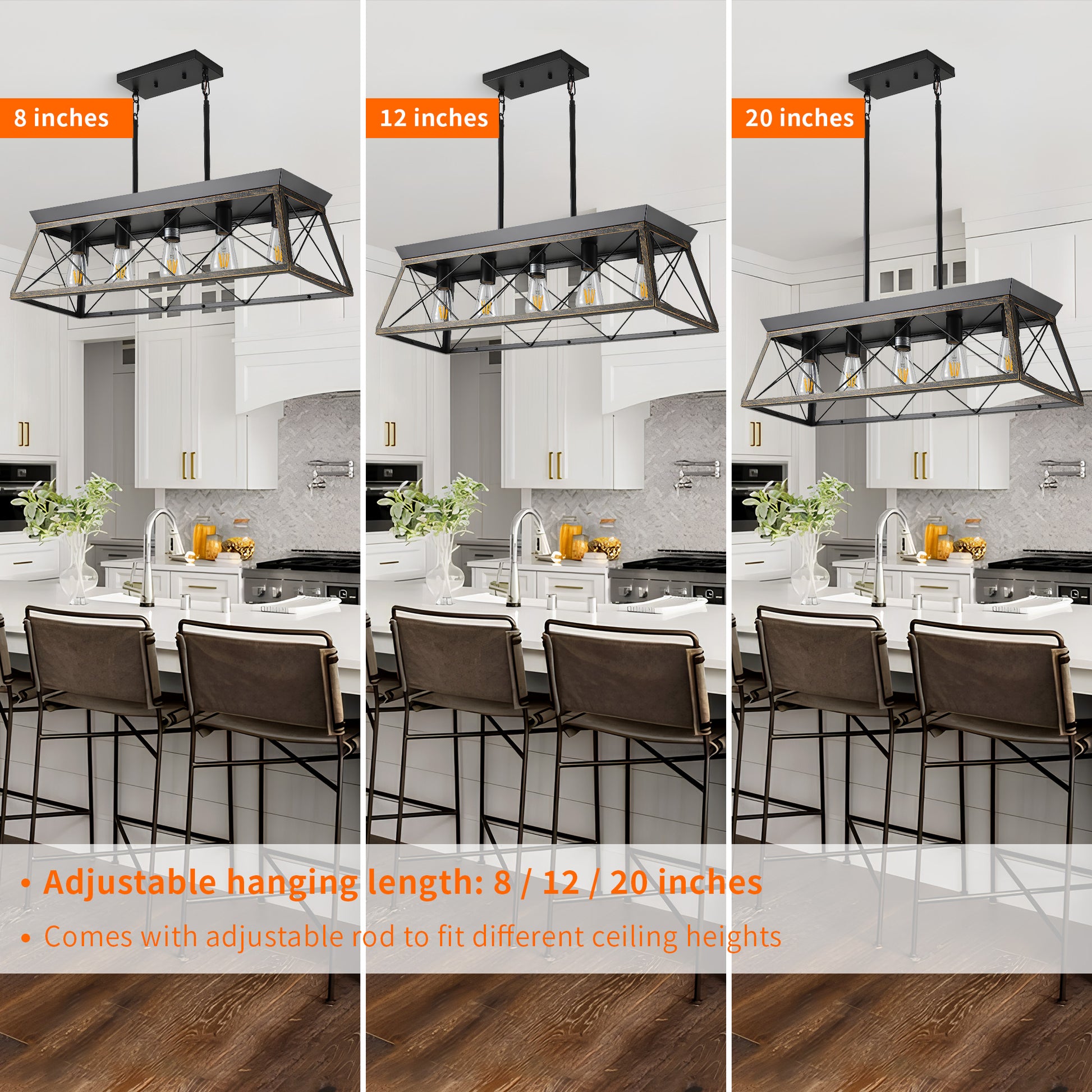 Taimei Vesper 16 in. 4-Light & Rustica 5-Light Farmhouse Industrial Chandelier Light 8_8ba7933a-7028-4dbb-adc7-79def3335e52