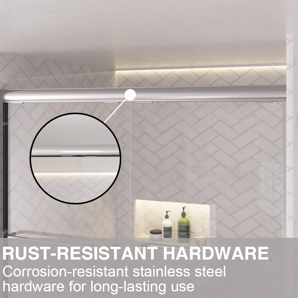 Shine 60 in. W x 56 in. H Semi-Frameless Sliding Tub Door with 1/4 in. Clear Tempered Glass 8_8f1c4808-70e1-48a9-a548-5b6a25a0a2e2
