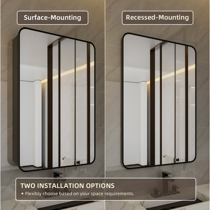 Niveal LUFM Series Rectangular Aluminum Framed Medicine Cabinet with Mirror