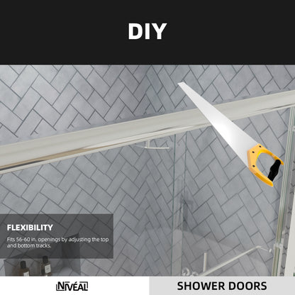Niveal Bliss 60 in. W x 56 in. H Sliding Semi Frameless Tub Door with Clear Glass 8_957c258f-cf74-457a-bb17-6351e27e93df
