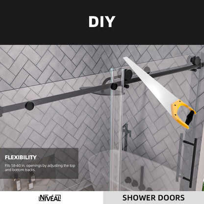 Niveal Luxe 60 in. W x 60 in. H Sliding Semi Frameless Tub Door with Clear Glass 8_9755ffb3-46e1-4d5b-95f8-eddfd5dc6c23