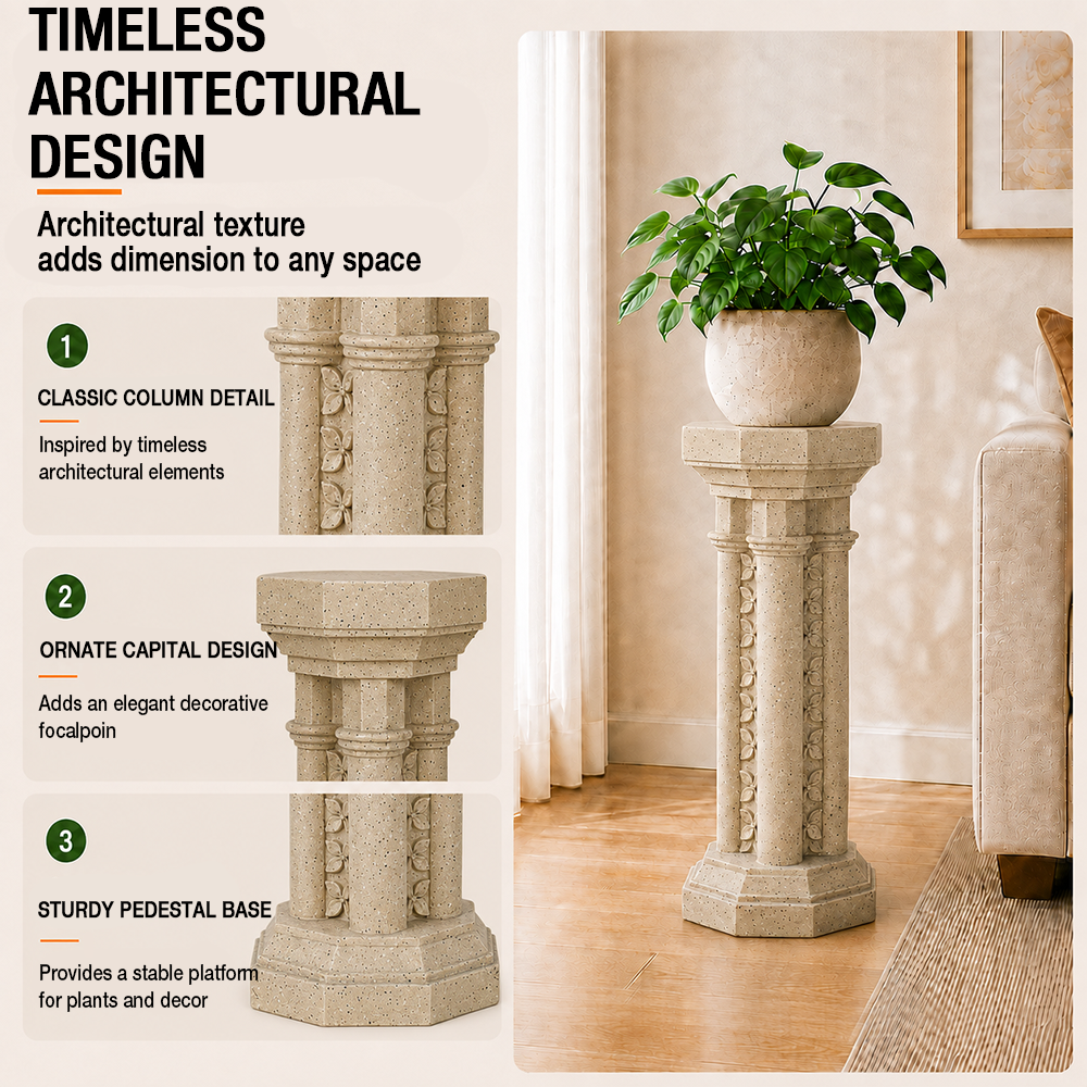 Willow 23.25 in. Tall Sand Magnesium Oxide Pedestal Plant Stand 8_98ccd1c4-6b47-4b3e-8e04-6bd009c7d71c