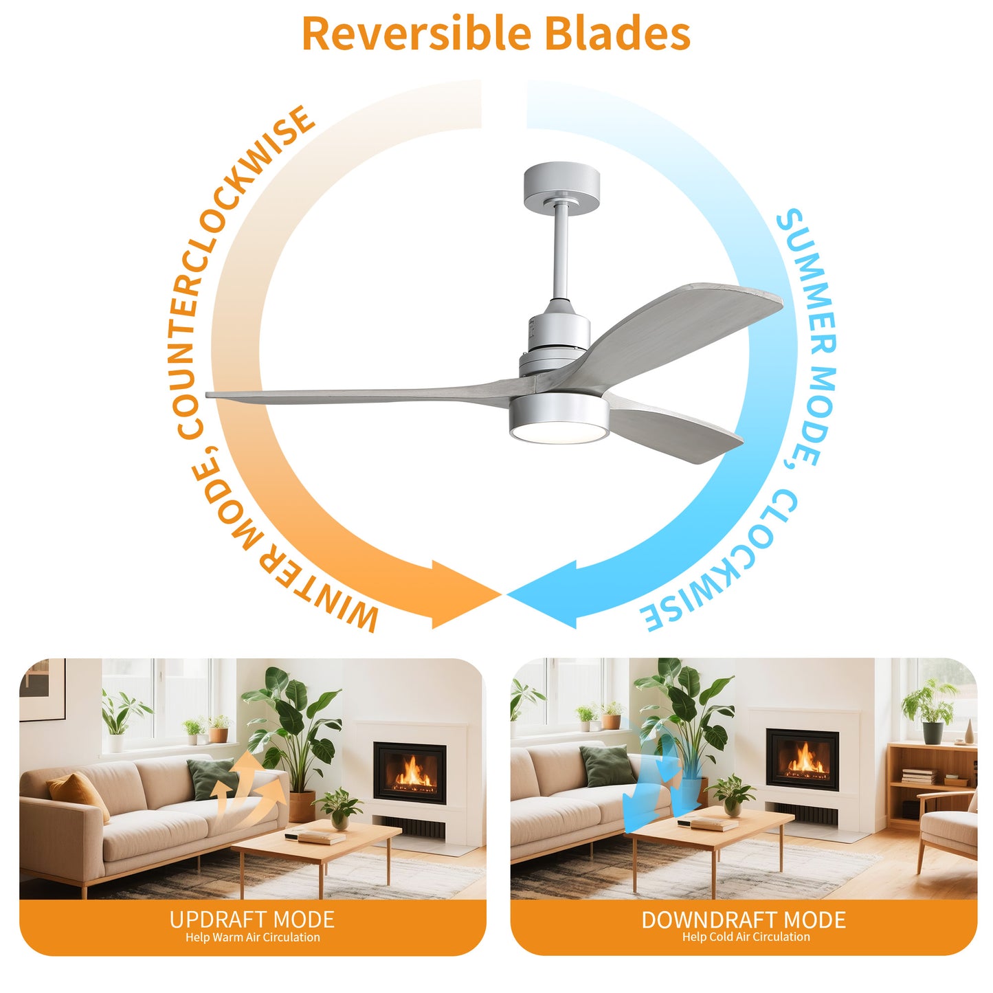 Taimei Selen 52 in. Downrod Standard Ceiling Fan with Integrated LED with Remote Included 3-Blade Reversible