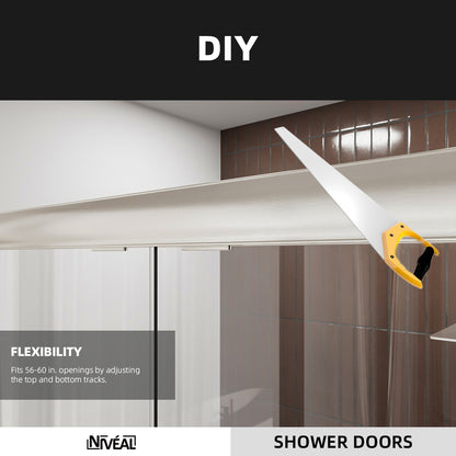 Niveal Victory 56 in. H x 60 in. W Sliding Semi-Frameless Tub Door with Clear Glass 8_9fa7ddbc-9820-4f5e-b797-e946facb95ff