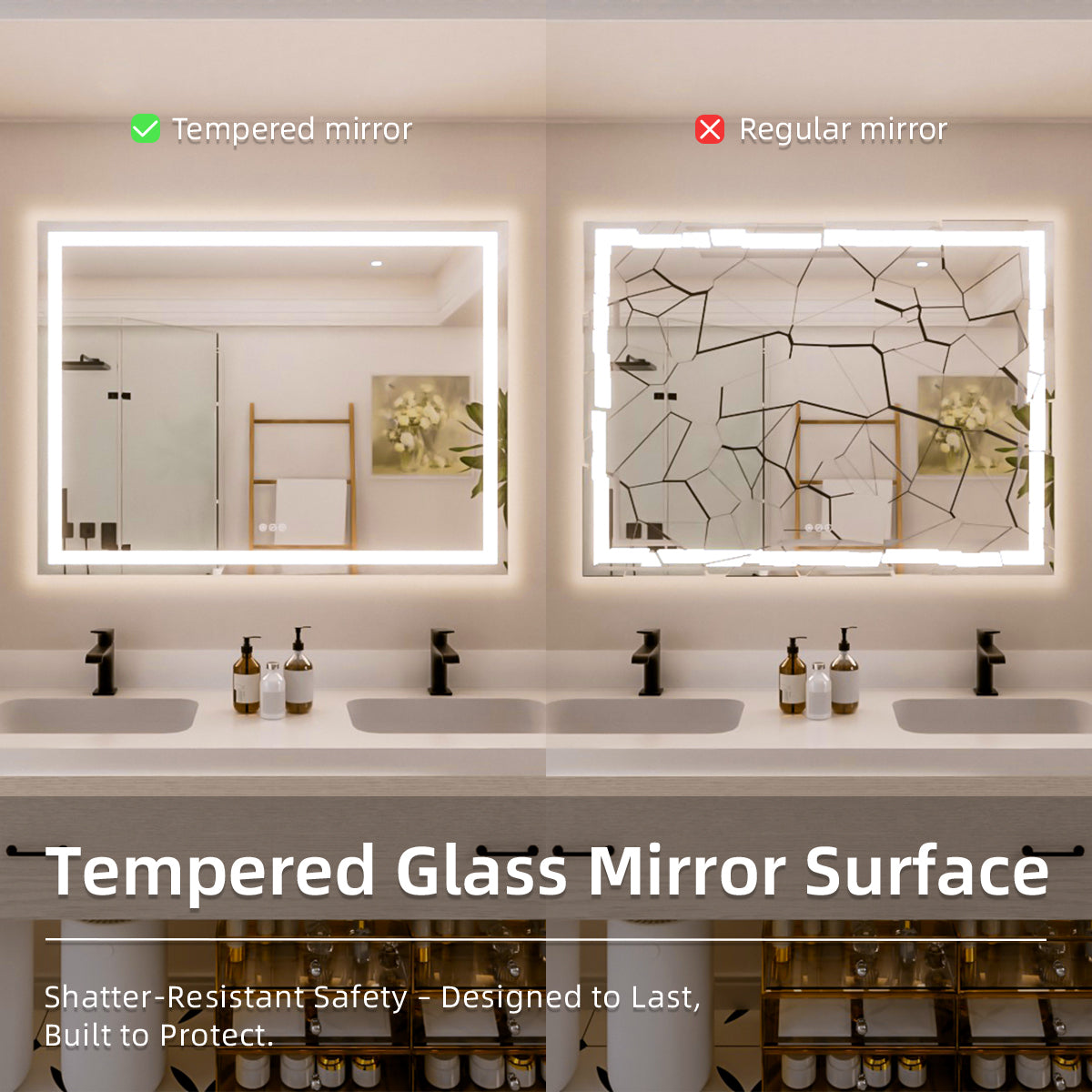 Nivorix NRPL Series Rectangular Frameless LED Wall Bathroom Vanity Mirror with Sleek Silver Finish 8_9fd197ec-5e57-42ae-af6e-e03974da04f4