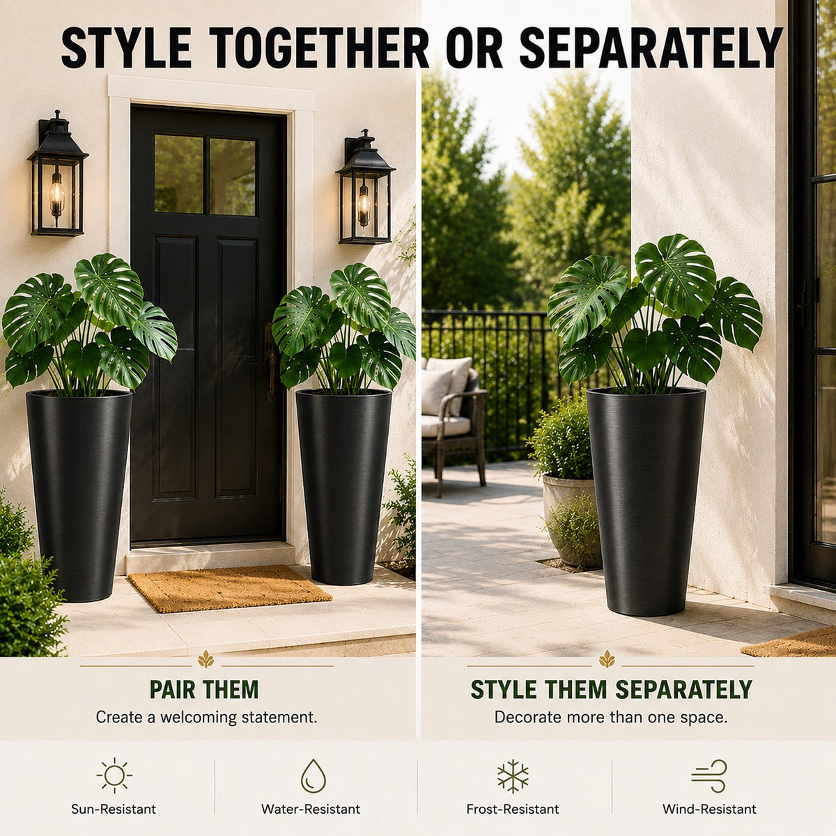 Elvora 21.7 in. Round Tapered Planter (2-Pack) for Indoor/Outdoor Use