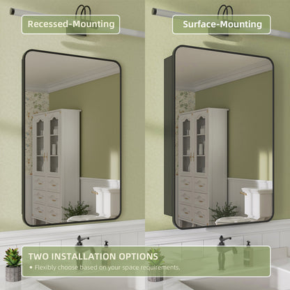 Niveal FMC Series Rectangular Aluminum Recessed/Surface Mount Framed Medicine Cabinet with Mirror