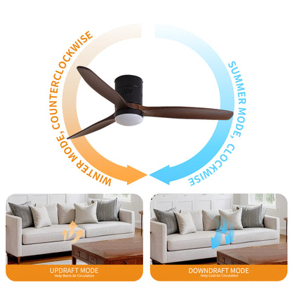 Taimei Ryme 52 in. Flush Mount Ceiling Fan with Light and Remote, DC Motor, Reversible 8_b27c9ff0-b52e-4744-95be-f27351460d87