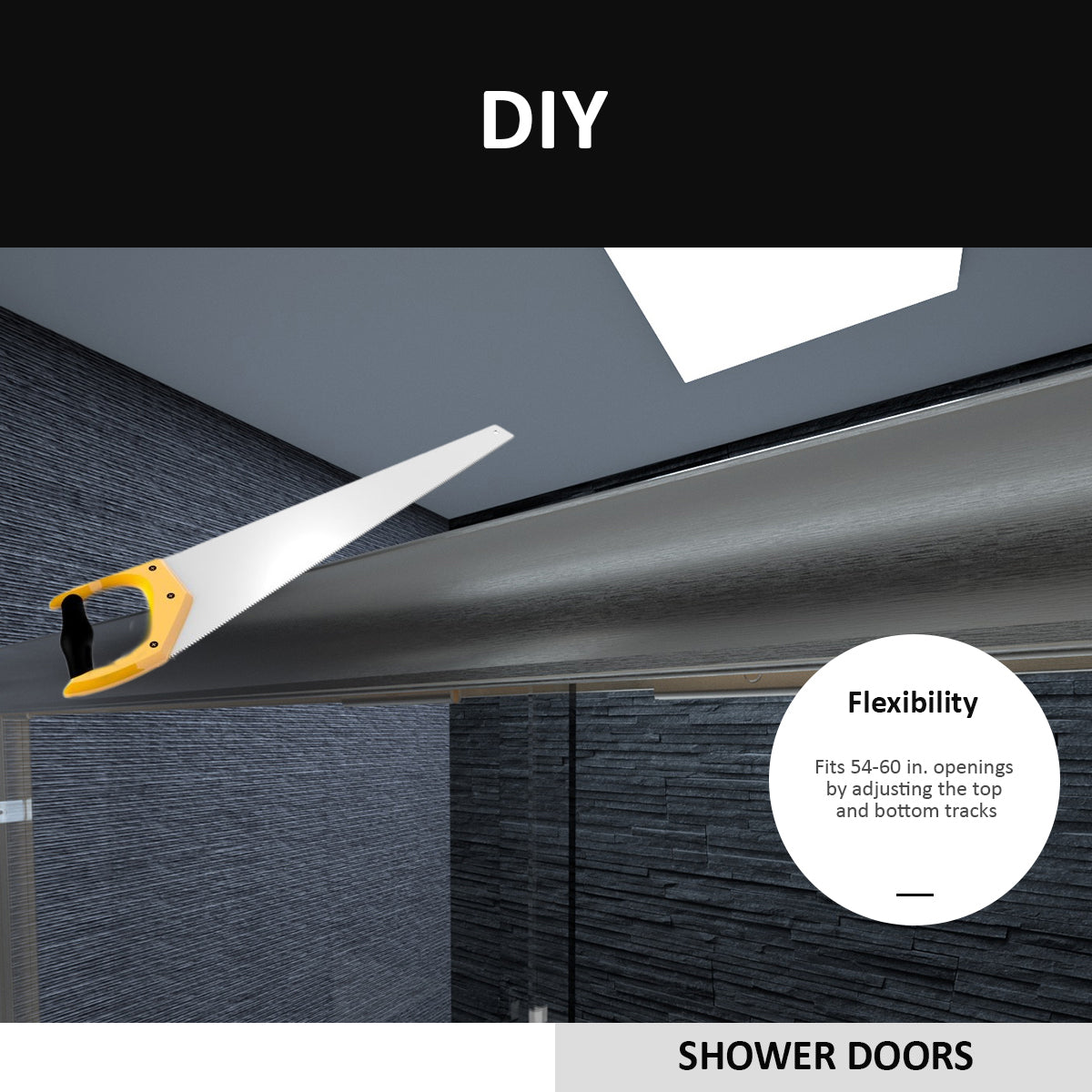 Niveal Ruhr 60 in. W x 56 in. H Sliding Semi Frameless Tub Door with Clear Glass 8_b54576df-007d-4601-96bc-7fd2f45822af