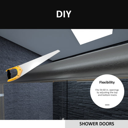 Niveal Ruhr 60 in. W x 56 in. H Sliding Semi Frameless Tub Door with Clear Glass 8_b54576df-007d-4601-96bc-7fd2f45822af