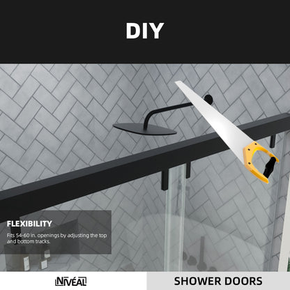 Niveal Koln 60 in. W x 72 in. H Sliding Semi-Frameless Shower Door with Clear Glass 8_b6e6eed6-82d0-4f8c-8adb-6016a1eee7fd