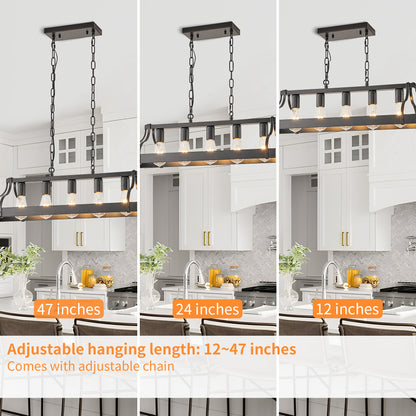 Taimei Xalira 34 in. Industrial Chandelier Light with 5 E26 Bulb Sockets