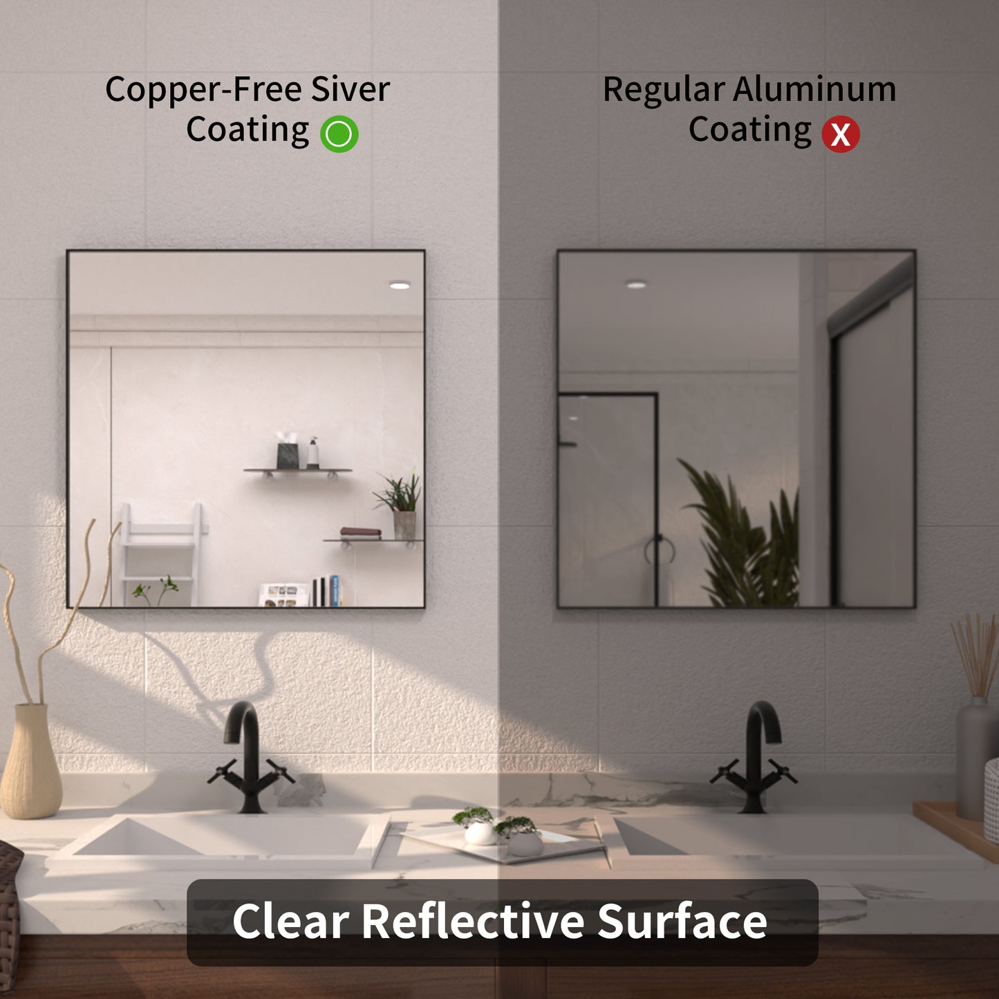 TaiMei 30 in. W x 30 in. H  Rectangular Framed Bathroom Vanity Mirror