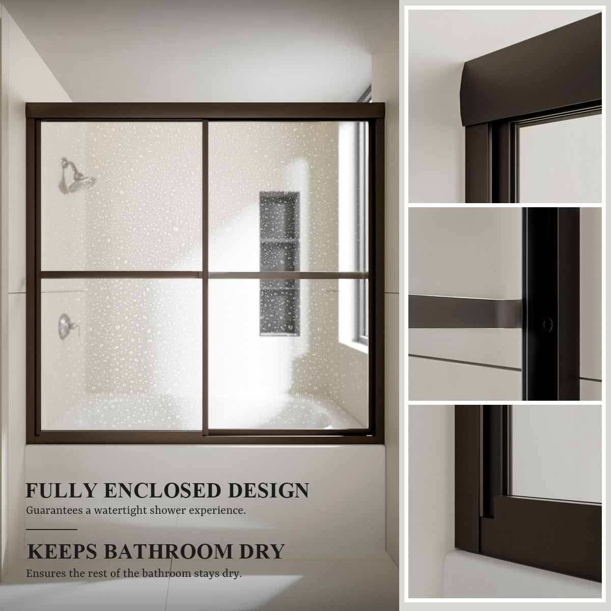 Nivorix Cleo 59 in. W x 56 in. H Sliding Framed Tub Door with Clear Tempered Glass