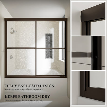 Nivorix Cleo 59 in. W x 56 in. H Sliding Framed Tub Door with Clear Tempered Glass