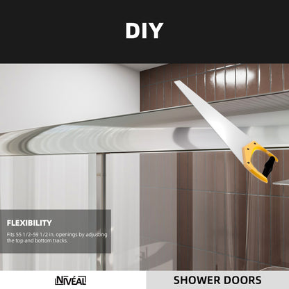 Niveal Luminous 59 in. W x 56 in. H Sliding Framed Tub Door with Clear Tempered Glass 8_c6f93c6c-4593-4f8c-bfc4-85a704cad89c