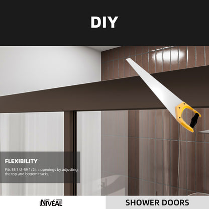 Niveal Luminous 59 in. W x 56 in. H Sliding Framed Tub Door with Clear Tempered Glass 8_c9f03e12-2bf4-42ba-b7a8-e729637c510f