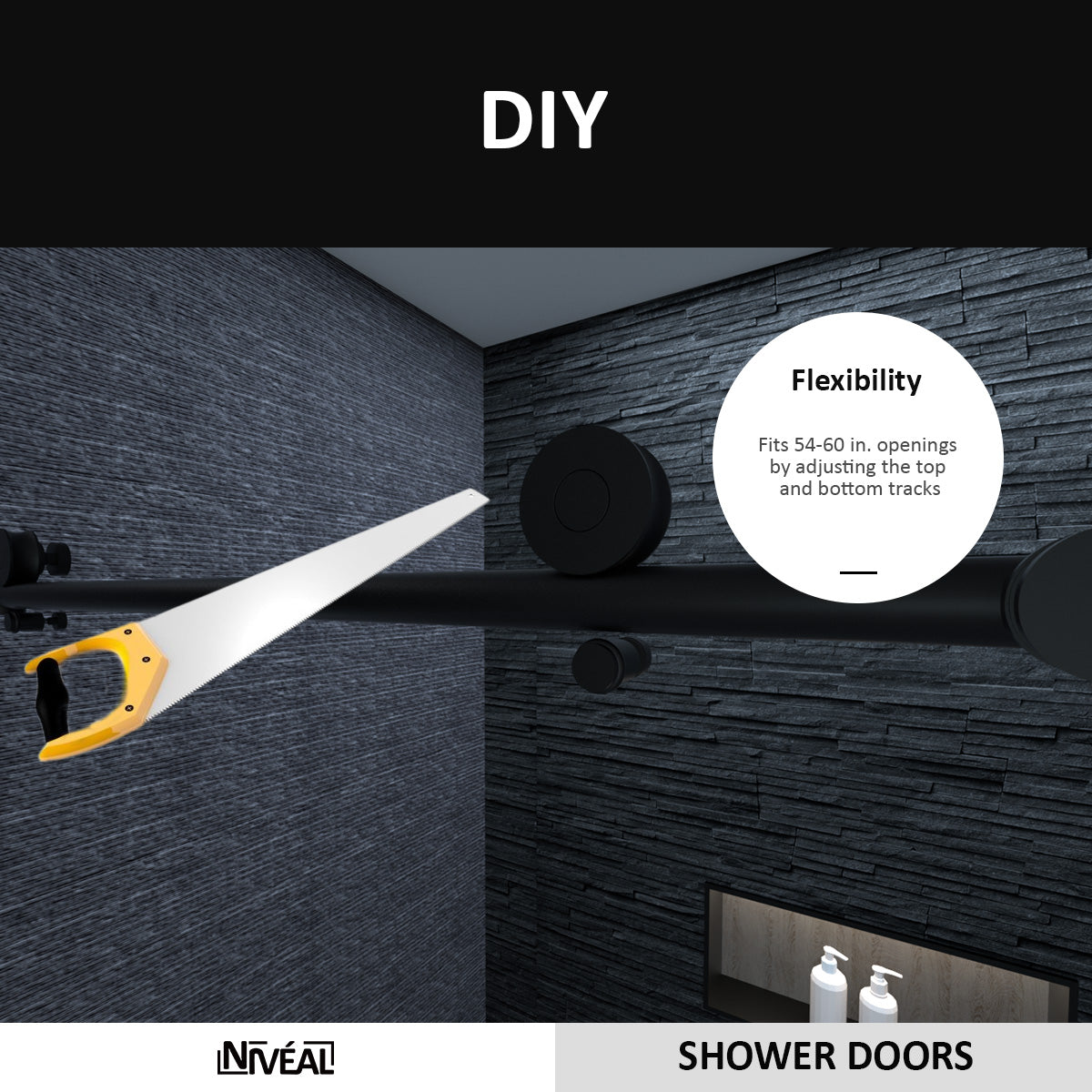 Niveal Ruhr 60 in. W x 76 in. H Sliding Semi-Frameless Shower Door with Clear Glass 8_cb9d12d9-2870-4e3b-9b26-658f2dd620bd