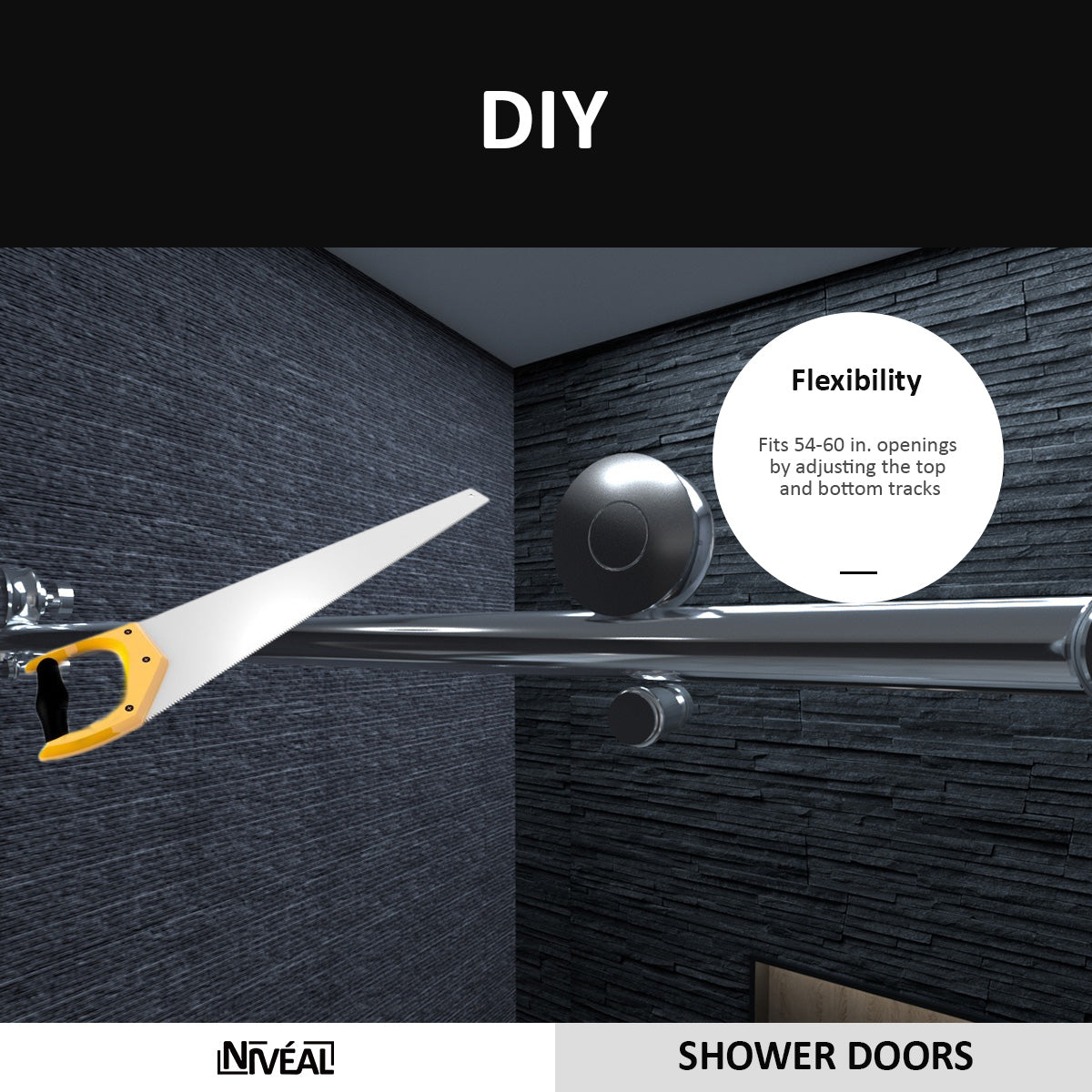 Niveal Ruhr 60 in. W x 76 in. H Sliding Semi-Frameless Shower Door with Clear Glass 8_d0771530-8bb4-48bc-92bd-019cb473f7d3