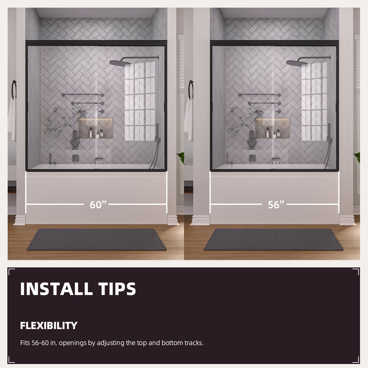 Niveal Breeze 60 in. W x 56 in. H Sliding Semi Frameless Tub Door with Clear Glass 8_d1c135d2-69c9-4f90-a464-7d3d5c3ffe72