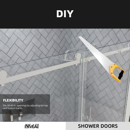 Niveal Vista 60 in. W x 76 in. H Sliding Semi-Frameless Shower Door with Clear Glass