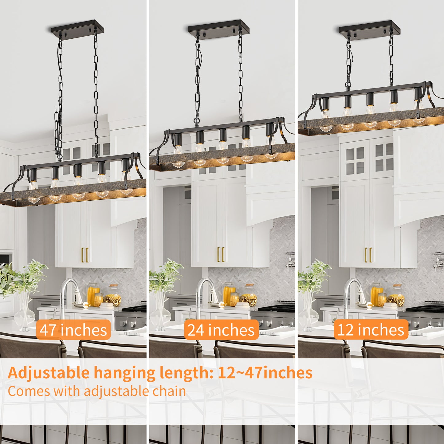 Taimei Olla 34 in. 5-Light Modern Farmhouse Chandelier Light