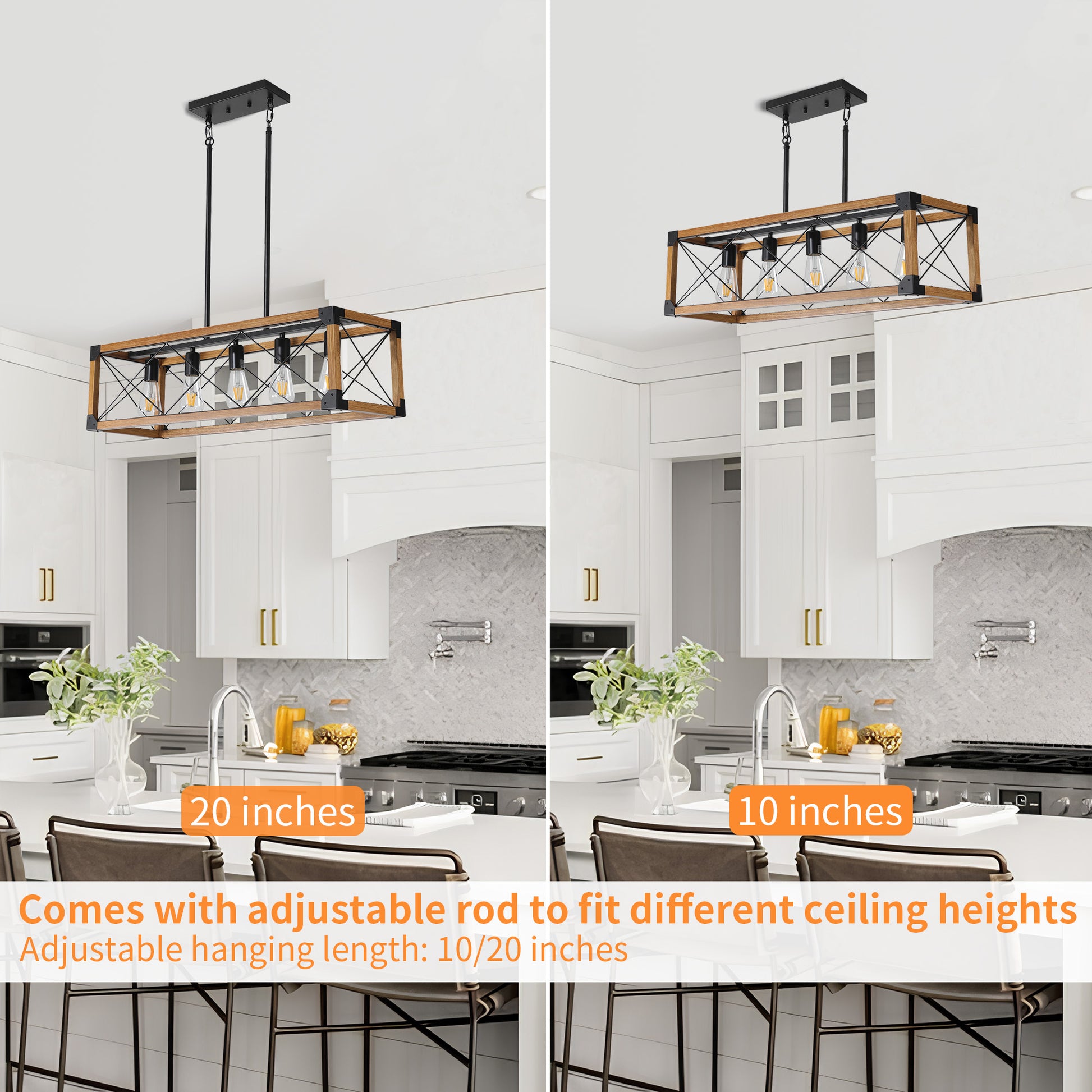 Taimei Solace 32 in. 5-Light Industrial Farmhouse Rectangle Pendant Light 8_d74f2a19-ae06-4ce0-a4a7-0ecd0e0f88f7