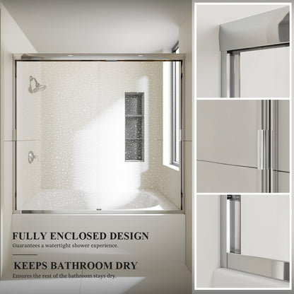 Nivorix Apex 60 in. W x 56 in. H Sliding Semi-Frameless Tub Door with Clear Glass 8_d9831097-af08-4eee-951d-8e35a870f67c