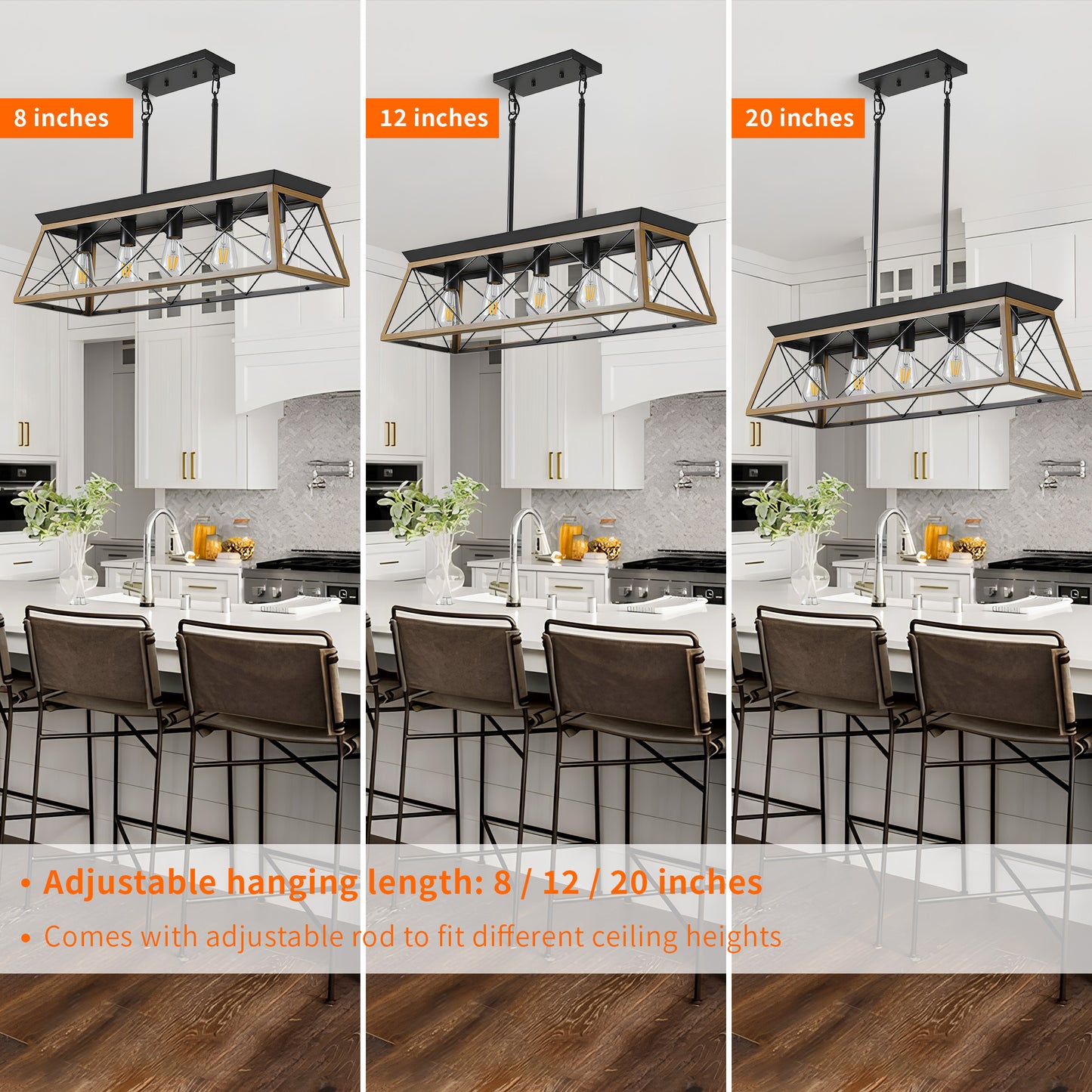Taimei Vesper 16 in. 4-Light & Rustica 5-Light Farmhouse Industrial Chandelier Light 8_df7f98cb-c861-42f9-bd6d-b1567bd1da5e