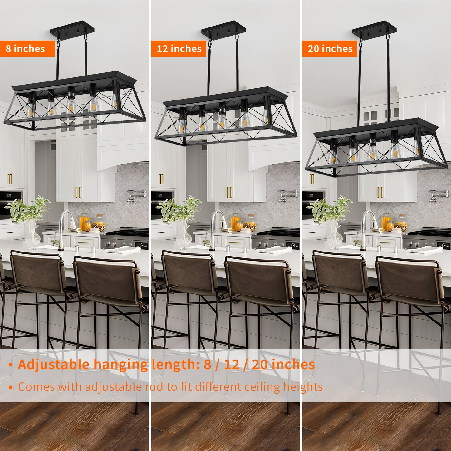 Taimei Vesper 16 in. 4-Light & Rustica 5-Light Farmhouse Industrial Chandelier Light 8_e18886ec-1172-4576-8362-5c36005a00cb