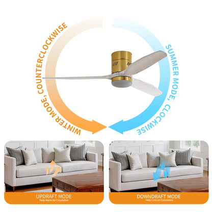 Taimei Ryme 52 in. Flush Mount Ceiling Fan with Light and Remote, DC Motor, Reversible 8_e7708a59-aace-4d73-a3d3-61b05e057572