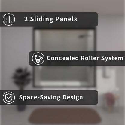 Ripple 60 in. W x 56 in. H Sliding Semi-Frameless Tub Door with Clear Glass
